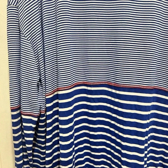 Weekend Suzanne Betro 3X Rayon Spandex Red White Blue Striped Top Long Sleeve - Picture 2 of 7